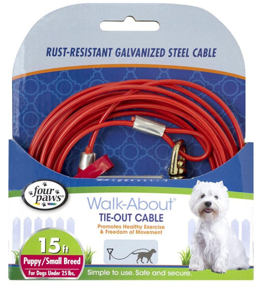 15' long - 1 count Four Paws Walk-About Puppy Tie-Out Cable for Dogs up to 25 lbs