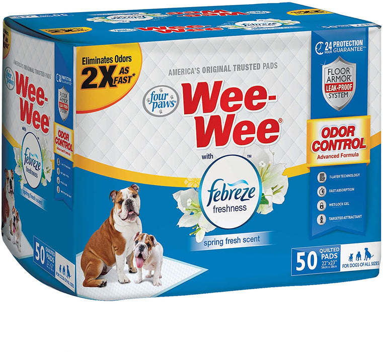 50 count Four Paws Wee Wee Odor Control Pads with Fabreze Freshness