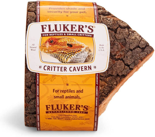 Small - 1 count Flukers Critter Cavern Corner Half-Log for Reptiles and Small Animals