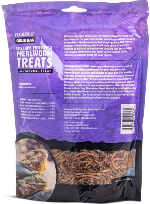 67.5 oz (18 x 3.75 oz) Flukers Grub Bag Calcium Fortified Mealworm Treats for Reptiles