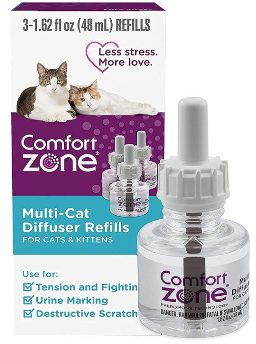 9 count (3 x 3 ct) Comfort Zone Multi-Cat Diffuser Refills For Cats and Kittens
