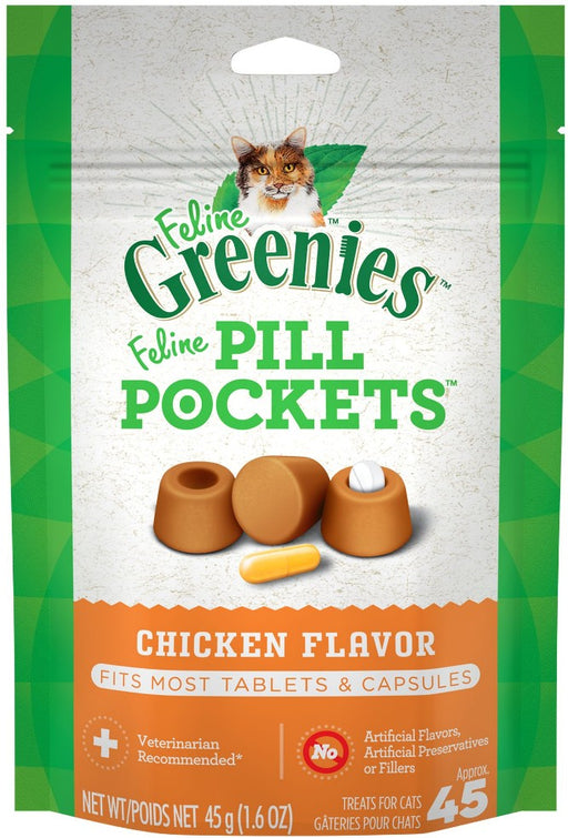 45 count Greenies Feline Pill Pockets Cat Treats Chicken Flavor