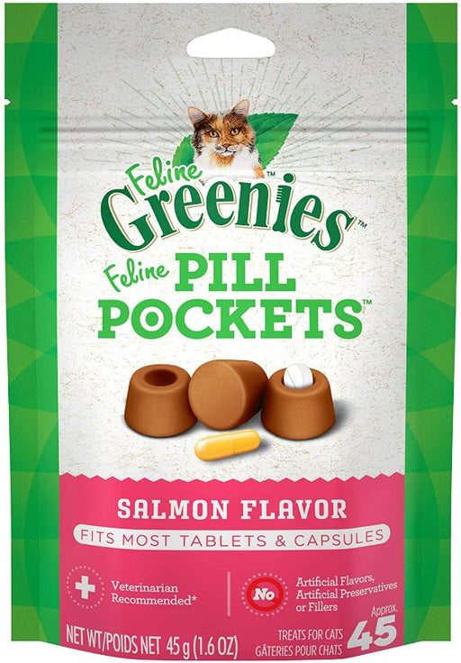 45 count Greenies Feline Pill Pockets Cat Treats Salmon Flavor