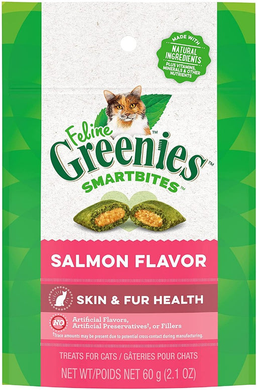 2.1 oz Greenies Feline SmartBites Skin and Fur Health Salmon Flavor Cat Treats