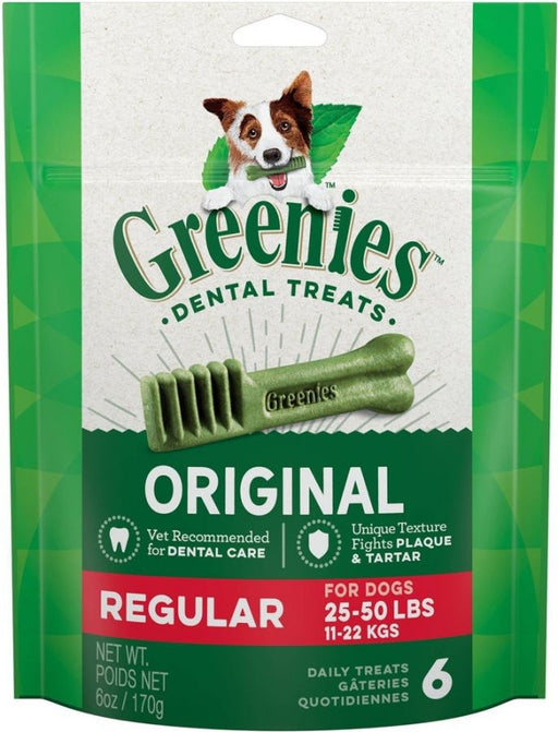 6 count Greenies Regular Dental Dog Treats