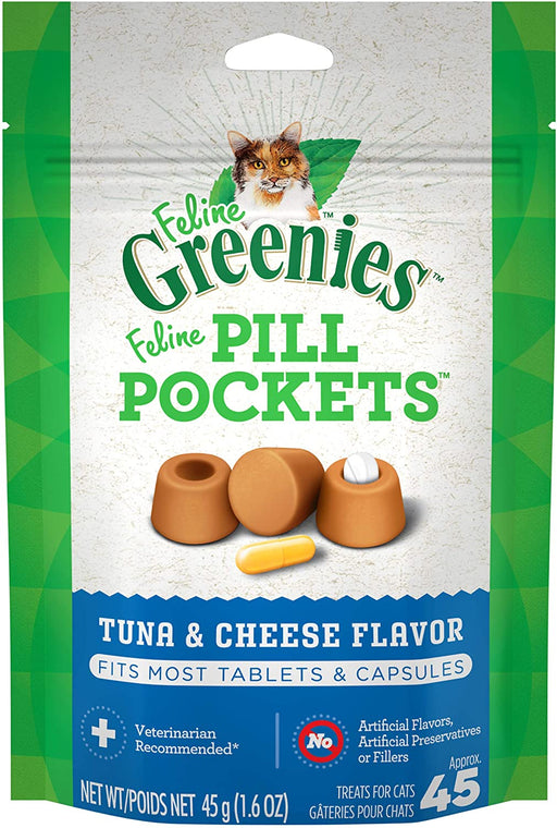 45 count Greenies Feline Pill Pockets Cat Treats Tuna and Cheese Flavor