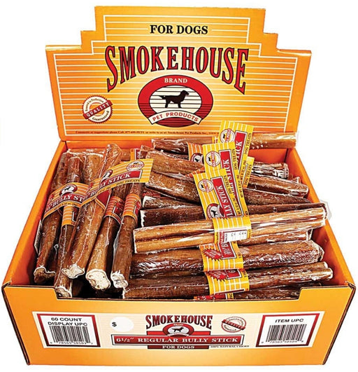 60 count Smokehouse Bully Sticks 6.5 Inch Dog Treat with Display Box