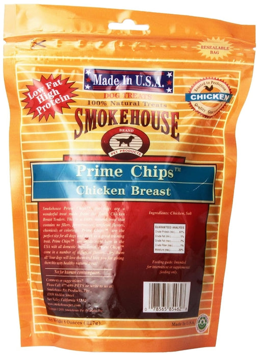 48 oz (6 x 8 oz) Smokehouse Prime Chips Chicken Breast Dog Treats Made in the USA