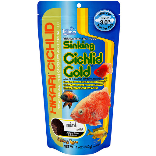 12 oz Hikari Sinking Cichlid Gold Mini Pellet Food