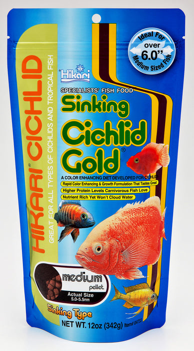 12 oz Hikari Sinking Cichlid Gold Medium Pellet Food