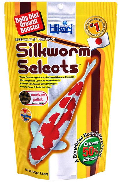 17.6 oz Hikari Silkworm Selects Floating Medium Pellet Koi Food