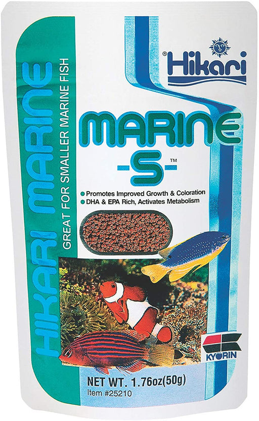 1.76 oz Hikari Marine S Fish Food Improves Groth and Coloration DHA and EPA Rich for Smaller Marine Fish