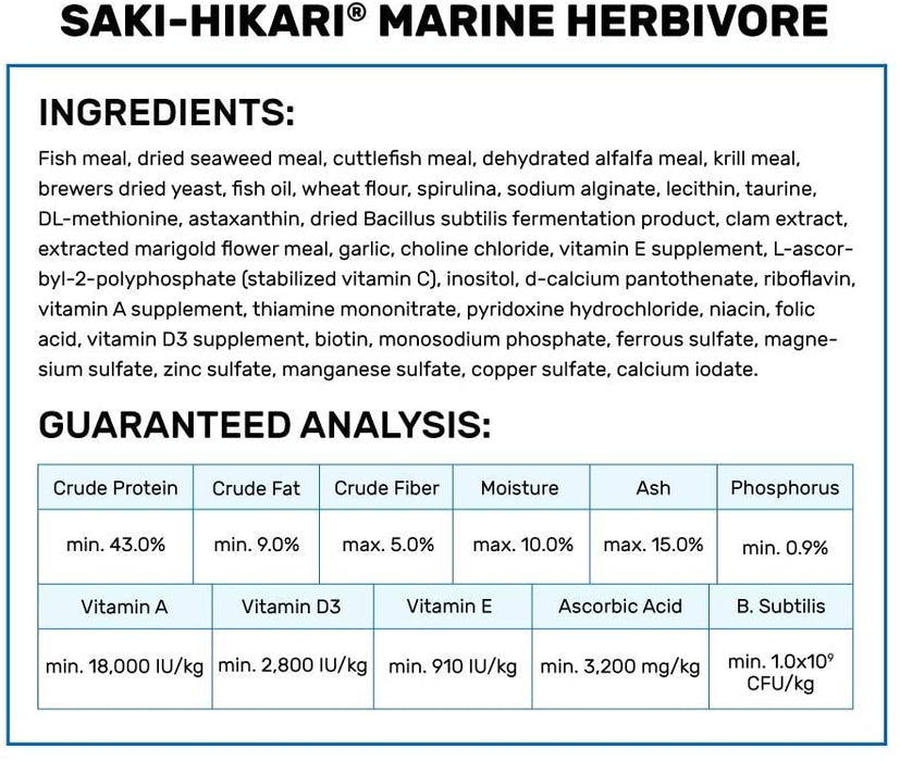 3.17 oz Hikari Saki-Hikari Marine Herbivore Sinking Medium Pellet Food