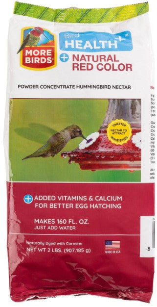 2 lb More Birds Health Plus Natural Red Hummingbird Nectar Powder Concentrate
