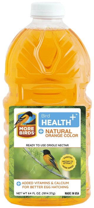 64 oz More Birds Health Plus Ready To Use Oriole Nectar Natural Orange