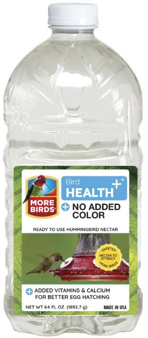 64 oz More Birds Health Plus Ready To Use Hummingbird Nectar Clear