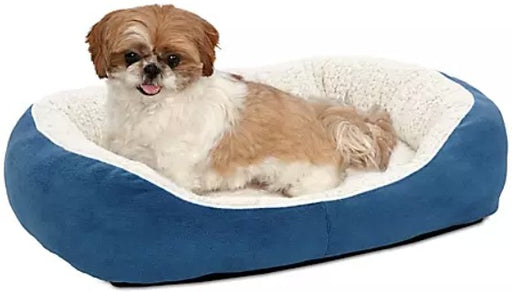 Small - 1 count MidWest Quiet Time Boutique Cuddle Bed for Dogs Blue