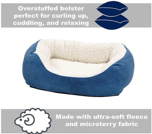 Small - 1 count MidWest Quiet Time Boutique Cuddle Bed for Dogs Blue