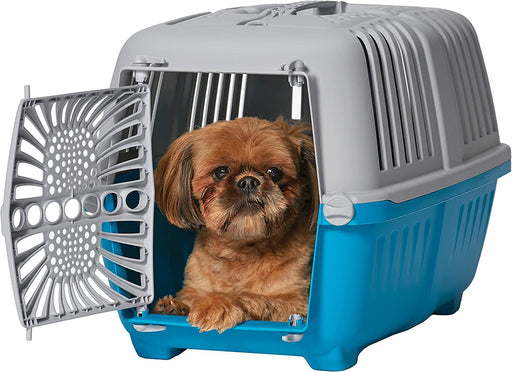 Small - 1 count MidWest Spree Plastic Door Travel Carrier Blue Pet Kennel