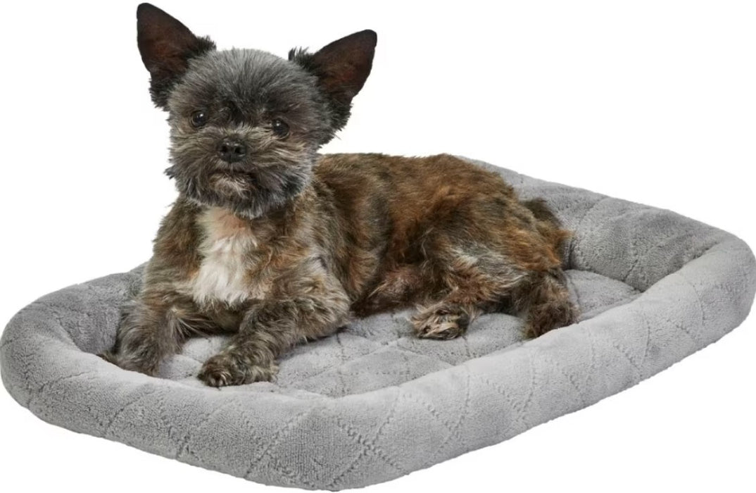 X-Small - 1 count MidWest Quiet Time Deluxe Diamond Stitch Pet Bed Gray for Dogs