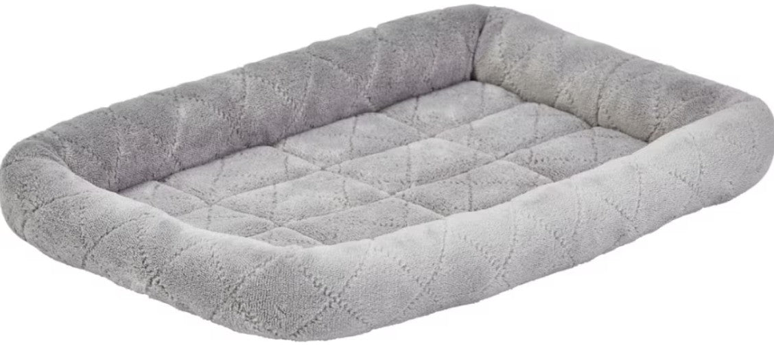 Large - 1 count MidWest Quiet Time Deluxe Diamond Stitch Pet Bed Gray for Dogs