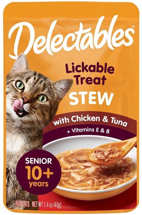 1.4 oz Hartz Delectables Stew Senior Lickable Treat for Cats Chicken and Tuna