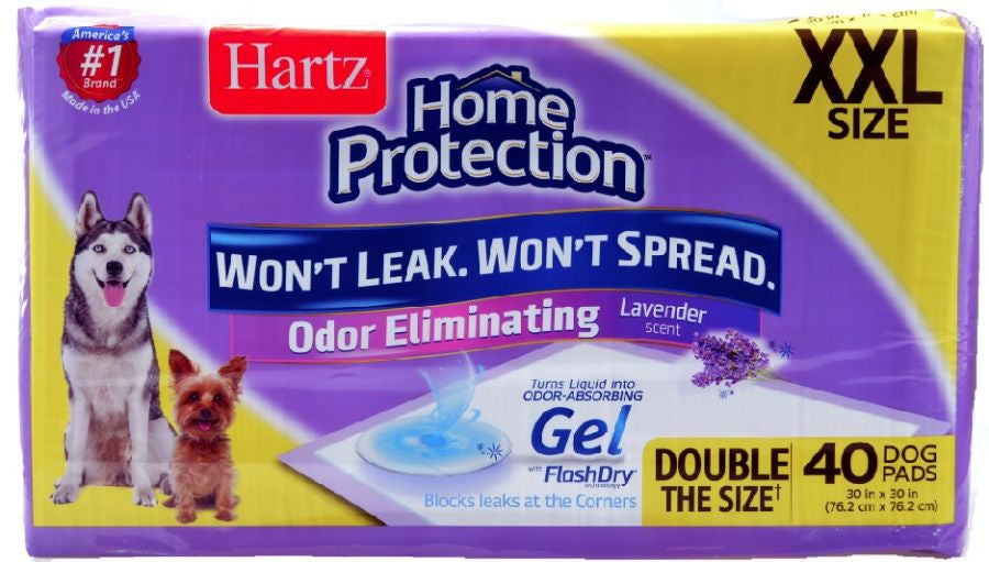 80 count (2 x 40 ct) Hartz Home Protection Lavender Scent Odor Eliminating Dog Pads XX Large