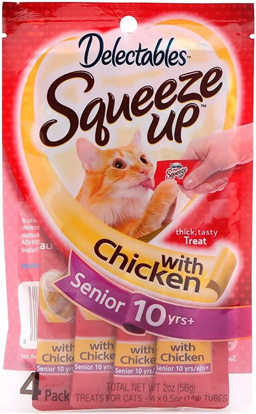 4 count Hartz Delectables Senior Squeeze Up Lickable Cat Treat Chicken