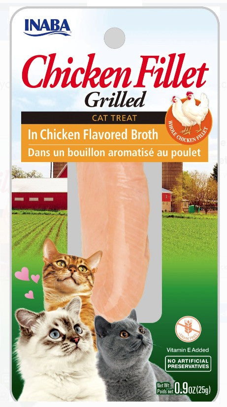 0.9 oz Inaba Chicken Fillet Grilled Cat Treat in Chicken Flavored Broth