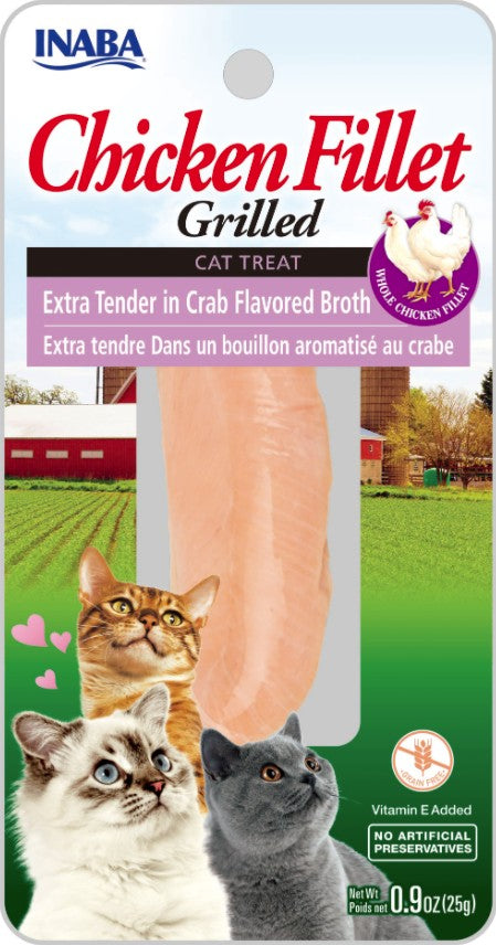 0.9 oz Inaba Chicken Fillet Grilled Cat Treat Extra Tender in Crab Flavored Broth