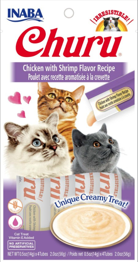 4 count Inaba Churu Chicken with Shrimp Flavor Recipe Creamy Cat Treat