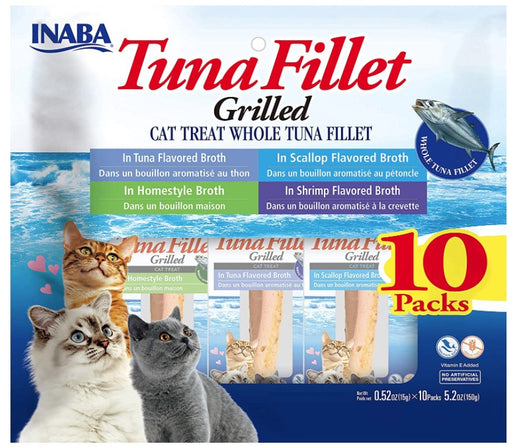 10 count Inaba Tuna Fillet Cat Treat Whole Tuna Fillet Variety Pack