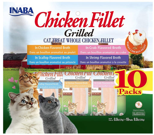 10 count Inaba Chicken Fillet Cat Treat Whole Chicken Fillet Variety Pack