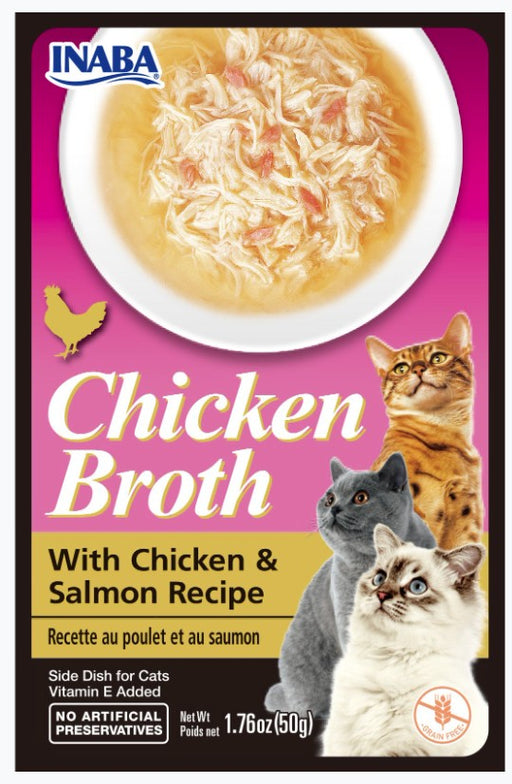 1.76 oz Inaba Chicken Broth with Chicken and Salmon Recipe Side Dish for Cats