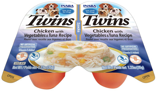 12 count (6 x 2 ct) Inaba Twins Chicken with Vegetables and Tuna Recipe Side Dish for Dogs