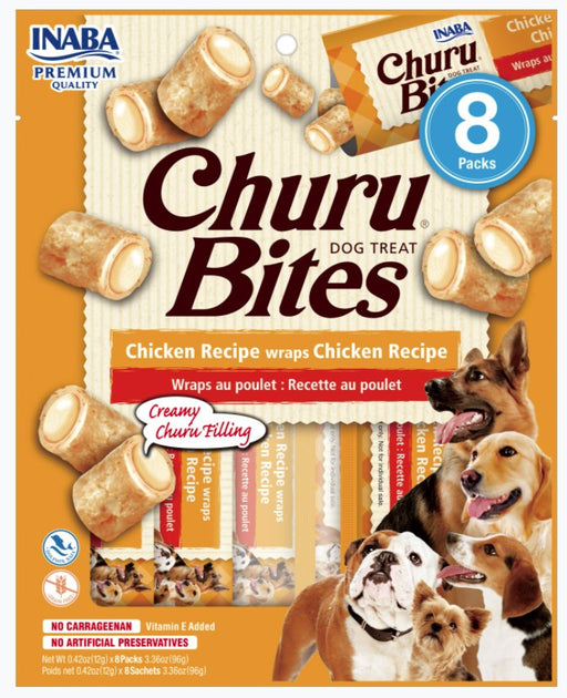 8 count Inaba Churu Bites Dog Treat Chicken Recipe wraps Chicken Recipe