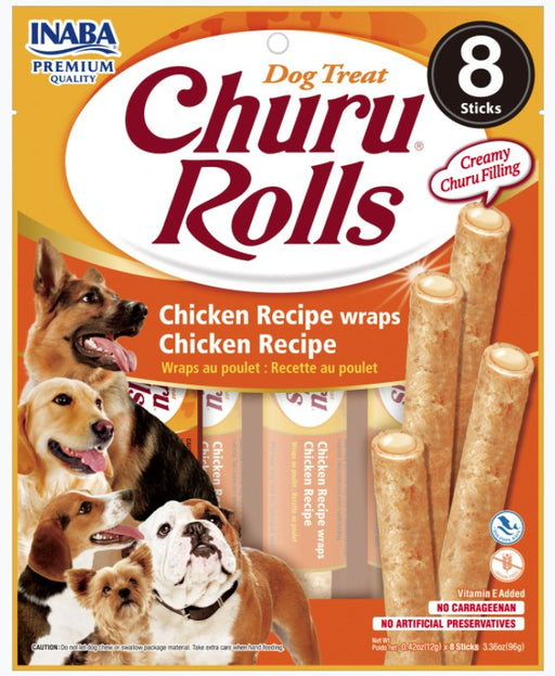 8 count Inaba Churu Rolls Dog Treat Chicken Recipe wraps Chicken Recipe