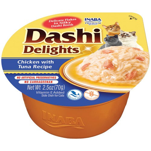 2.5 oz Inaba Dashi Delights Chicken with Tuna Flavored Bits in Broth Cat Food Topping