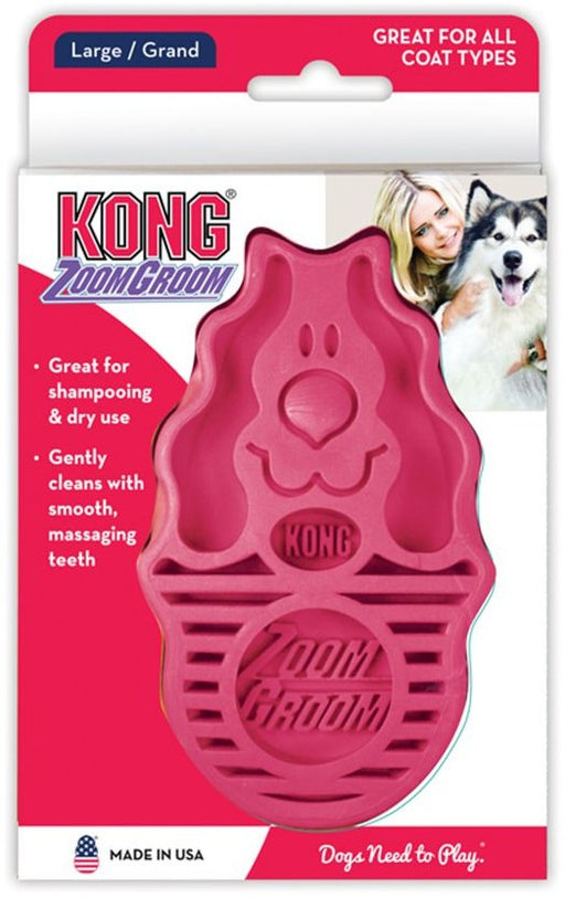Large - 1 count KONG Zoom Groom Brush for Dogs Raspberry