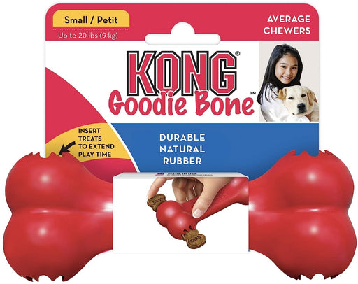 Small - 1 count KONG Goodie Bone Durable Rubber Dog Chew Toy Red