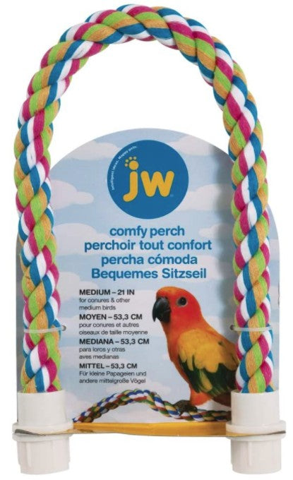 Medium - 1 count JW Pet Flexible Multi-Color Comfy Rope Perch for Birds