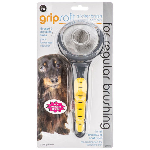 1 count JW Pet GripSoft Soft Slicker Brush Small Soft Pin for Regular Brushing