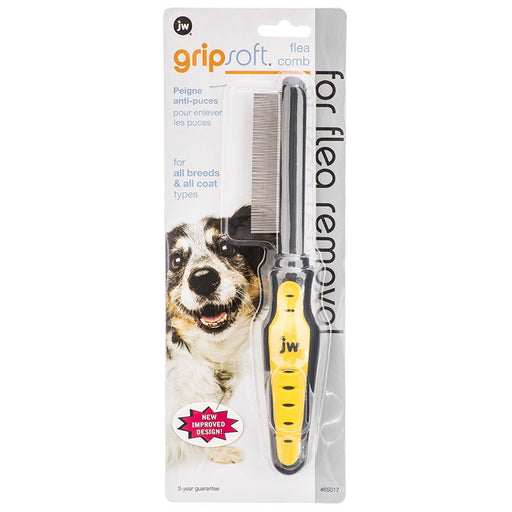 1 count JW Pet GripSoft Flea Comb for All Dog Breeds and Coat Types
