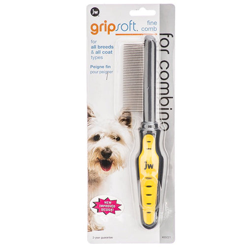 1 count JW Pet GripSoft Fine Comb for Combing All Dog Breeds and Coat Types