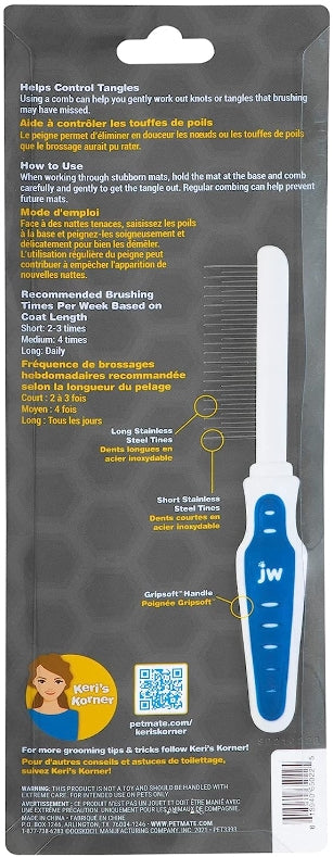 1 count JW Pet GripSoft Shedding Comb for All Breeds and All Coat Types
