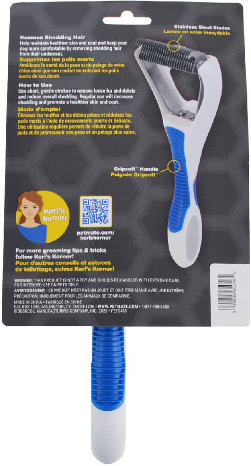 1 count JW Pet Deshedding Tool for Dogs with Stainless Steel Blades