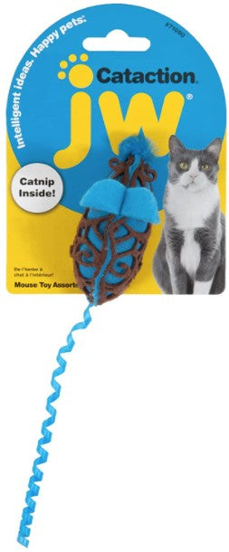 1 count JW Pet Cataction Catnip Mouse Cat Toy With Rope Tail