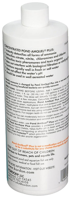 16 oz Kordon Pond AmQuel Plus Detoxifies Ammonia Nitrite and Nitrate Concentrated Water Conditioner