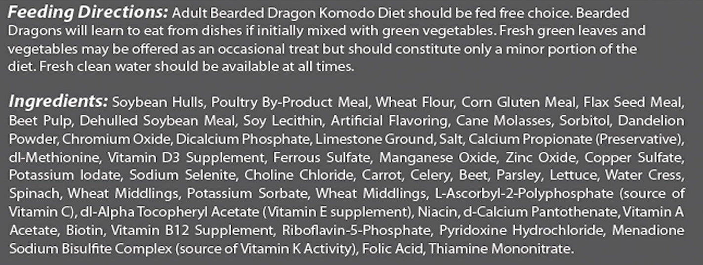 42 oz (3 x 14 oz) Komodo Diets Adult Bearded Dragon Pellet Food