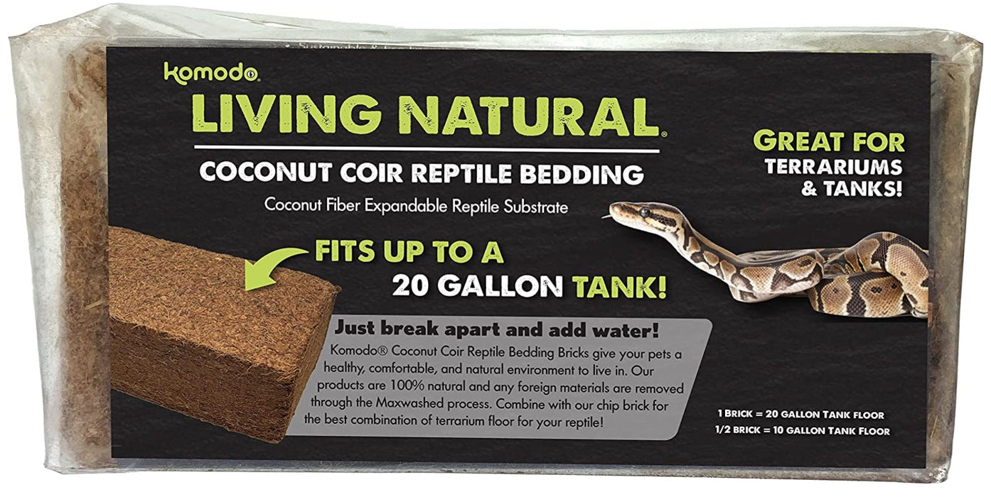 6 count (6 x 1 ct) Komodo Living Natural Coconut Coir Reptile Bedding Brick